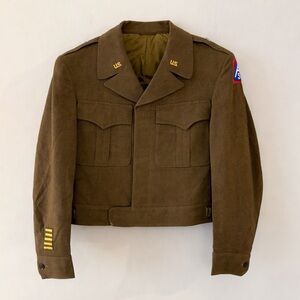 WWII US Army Ike Jacket Set 1944 A5 Patch Officer Uniform Wool